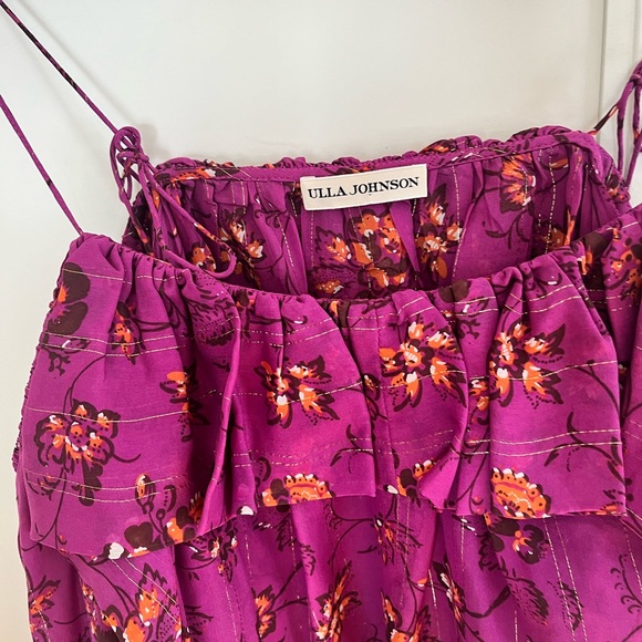 Ulla Johnson Fuchsia Pink Silk Coline Blouse Shirt Cold Shoulder Top Size S - Picture 6 of 8